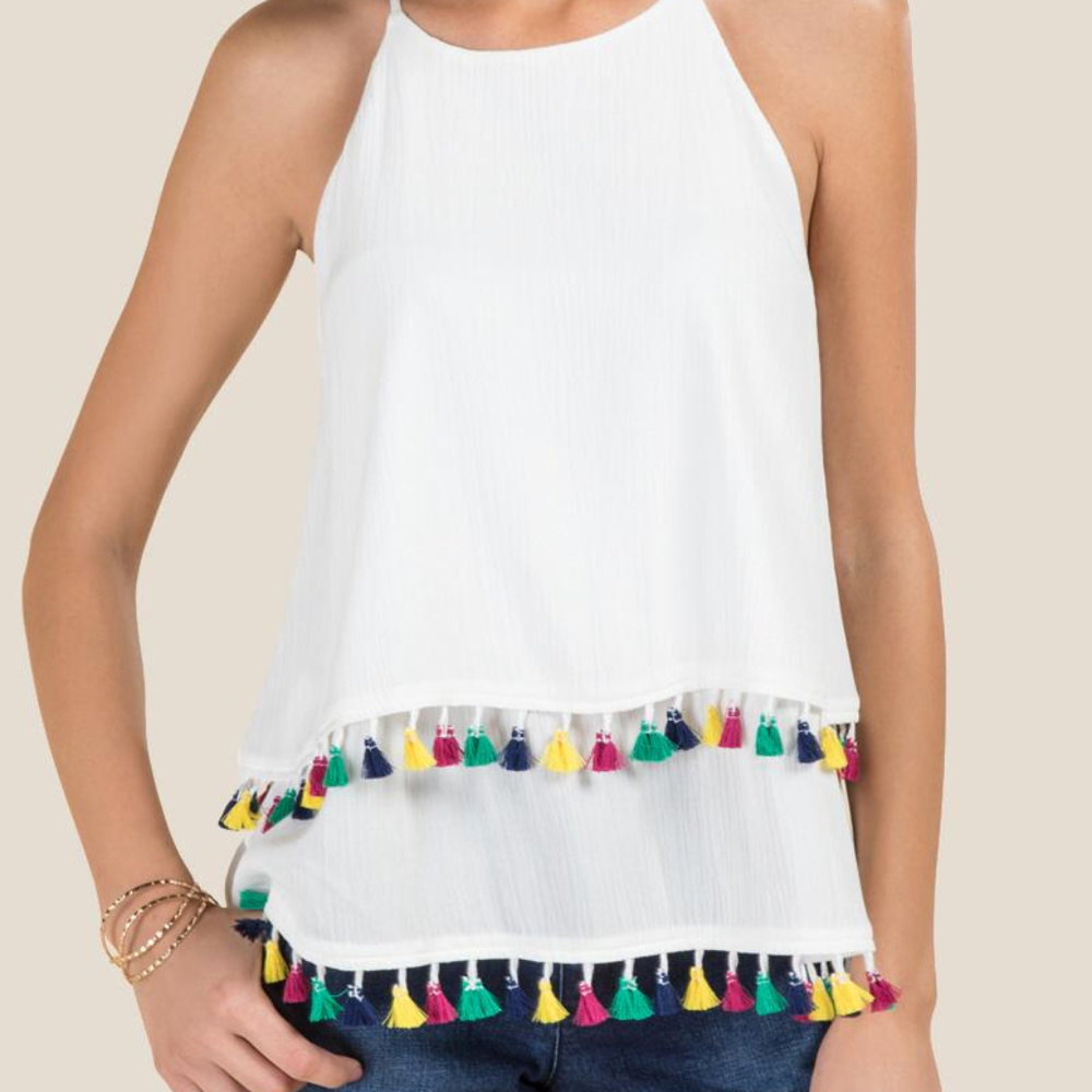 Alya Elodie High Neck Tassel Sleeveless Tank